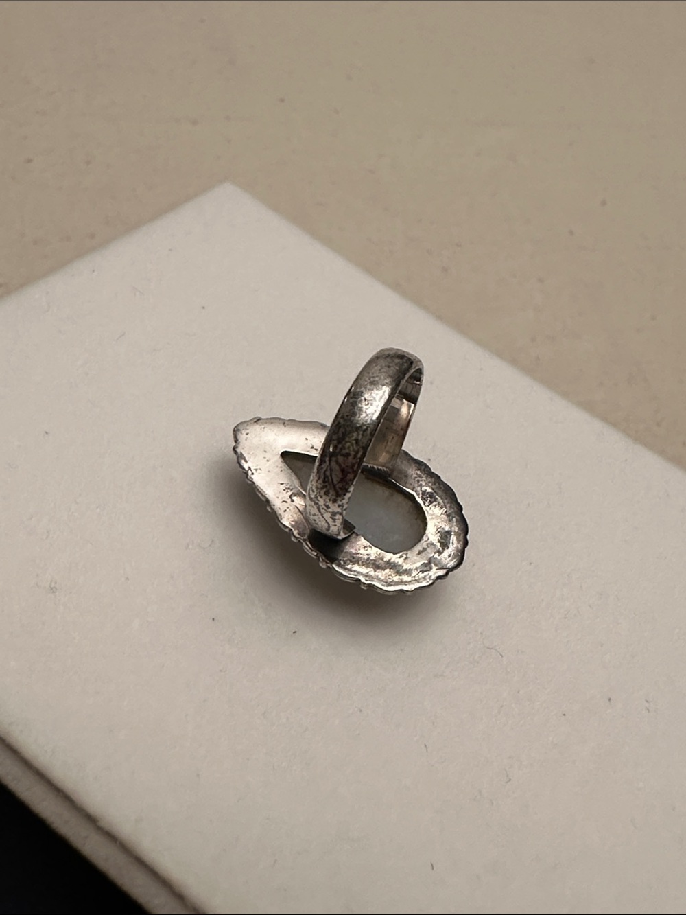 Sterling Silver Teardrop Rainbow Moonstone Ring - Picture 5 of 8